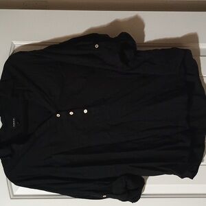 Torrid Black VNeck 3/4 Sleeve Linen Blouse sz 0